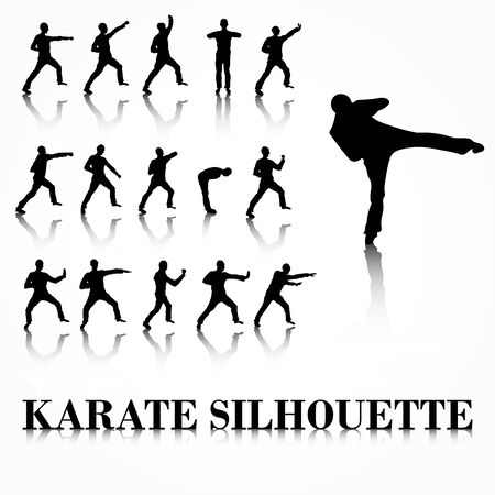 Karate silhouette move setのイラスト素材