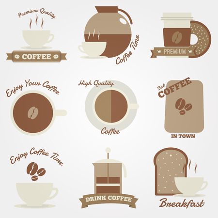 Coffee flat and vintage label designのイラスト素材