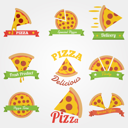 Pizza flat vintage labelのイラスト素材