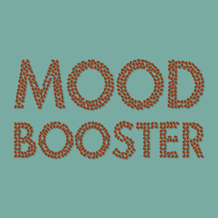 coffee beans mood booster typographyのイラスト素材