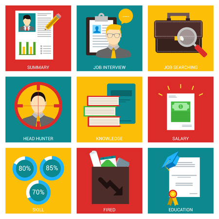 Job Interview nine flat items conceptのイラスト素材