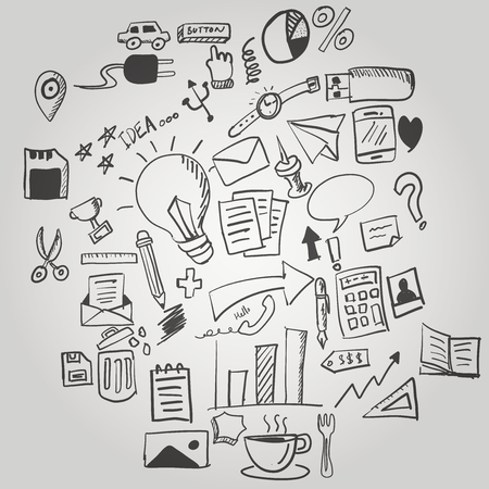 Casual item doodle collectionのイラスト素材