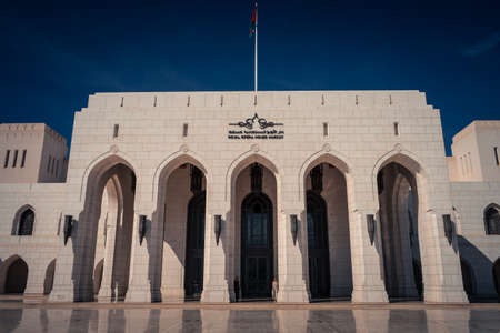 Muscat, Oman, December 27, 2019: European girls at the main entrance of the Operaのeditorial素材