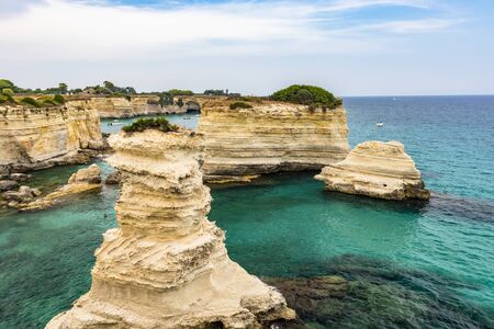 Faraglioni di Torre Sant Andrea, Puglia, Salento, Italy, Otrantoの写真素材
