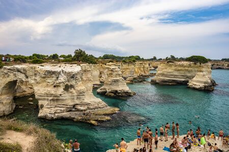 Faraglioni di Torre Sant Andrea, Puglia, Salento, Italy, Otrantoの写真素材