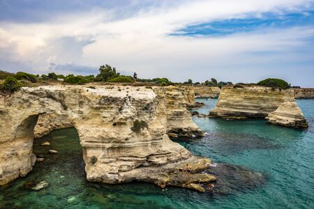 Faraglioni di Torre Sant Andrea, Puglia, Salento, Italy, Otrantoの写真素材
