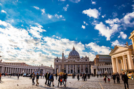 November 18, 2018 - Rome, Italy - many people and tourists visit the monumental St. Peter's Square...