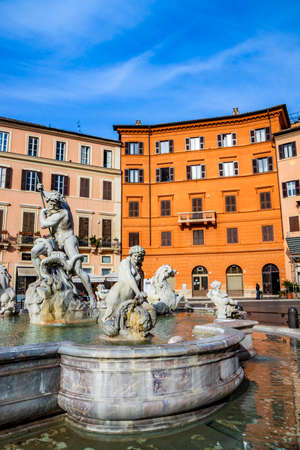 November 18, 2018 - Rome, Italy - The Fountain of Neptune in Piazza Navona, the ancient Stadium of Domitian.のeditorial素材