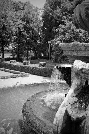 June 3, 2018 - Bagnaia, Lazio, Italy - Villa Lante is a Mannerist garden of surprise near Viterbo, central Italy, attributed to Jacopo Barozzi da Vignola.A fountain.のeditorial素材