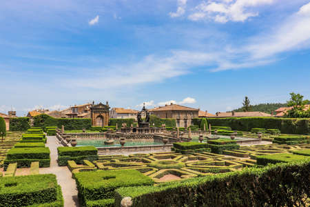 June 3, 2018 - Bagnaia, Lazio, Italy - Villa Lante is a Mannerist garden of surprise near Viterbo, central Italy, attributed to Jacopo Barozzi da Vignola. The Fountain of the Four Moors.のeditorial素材