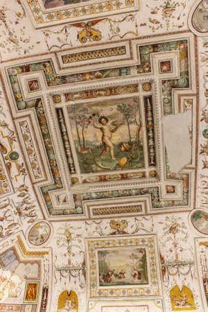 June 3, 2016 - Caprarola, Viterbo, Lazio, Italy - Villa Farnese, a Renaissance and Mannerist construction. One of the beautiful frescoes painted inside the building. Artwork.のeditorial素材