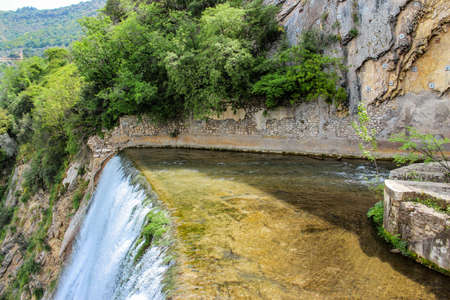 The Roman-era natural and archaeological park of Villa Gregoriana, in Tivoli, Lazio, Italy. In the valley of the Aniene river. Born from the project of Pope Gregorio XVI.のeditorial素材