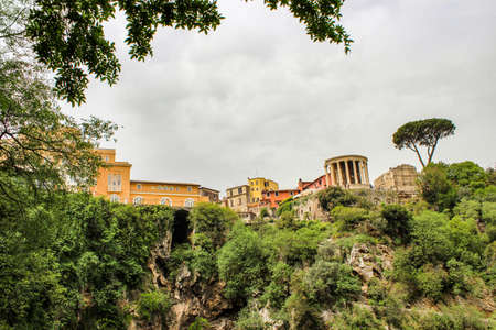 The Roman-era natural and archaeological park of Villa Gregoriana, in Tivoli, Lazio, Italy. In the valley of the Aniene river. Born from the project of Pope Gregorio XVI.のeditorial素材