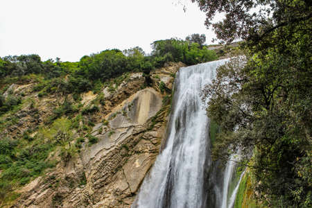 The Roman-era natural and archaeological park of Villa Gregoriana, in Tivoli, Lazio, Italy. In the valley of the Aniene river. Born from the project of Pope Gregorio XVI.のeditorial素材
