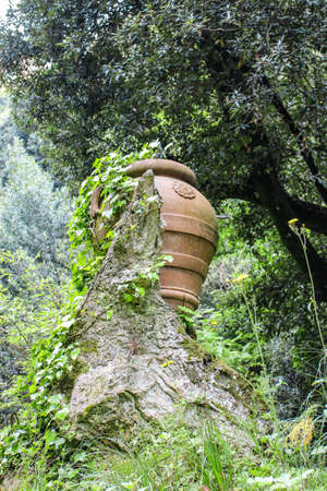 The Roman-era natural and archaeological park of Villa Gregoriana, in Tivoli, Lazio, Italy. In the valley of the Aniene river. Born from the project of Pope Gregorio XVI.のeditorial素材
