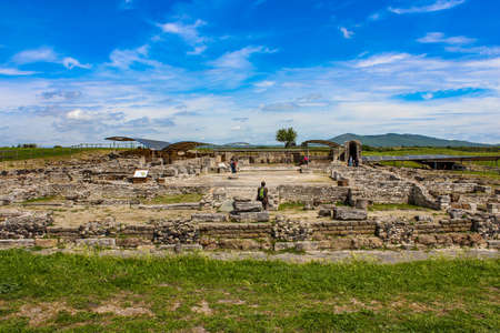 The Etruscan natural and archaeological park of Vulci, in the province of Viterbo, Lazio, Italy. The remains of an ancient Etruscan city and the small lake.のeditorial素材