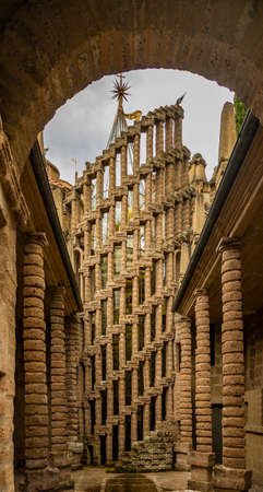 July 4, 2020 - La Scarzuola, Montegabbione, Umbria, Italy - The convent founded by San Francesco and the ideal city built by the architect Tomaso Buzzi. The tower of Babel.のeditorial素材