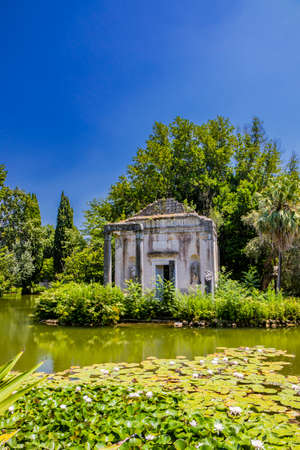 July 3, 2020 - Royal Palace of (Reggia di) Caserta - The very long basin of the park's artificial...