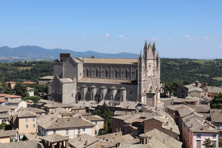 High view of the city of Orvieto. Province of Terni, Umbria, Italy.のeditorial素材