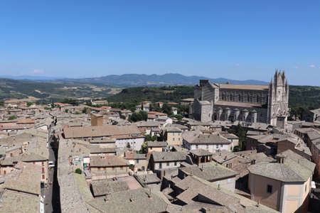 High view of the city of Orvieto. Province of Terni, Umbria, Italy.のeditorial素材
