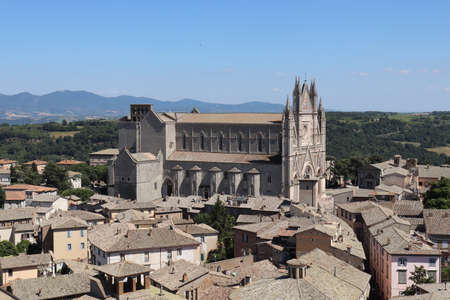 High view of the city of Orvieto. Province of Terni, Umbria, Italy.のeditorial素材