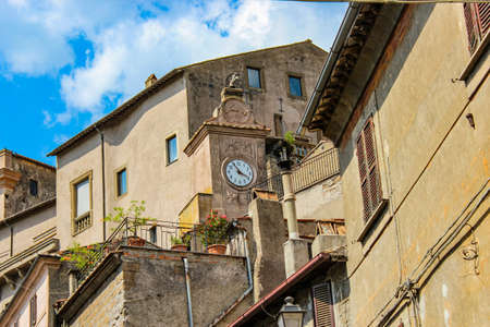 A glimpse of the medieval village of Bomarzo, in the province of Viterbo, Lazio, Italy. Famous for the presence of the Monster Park. The blue sky on a summer day.のeditorial素材