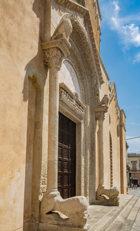 Galatina, Lecce, Puglia, Italy. Ancient village in Salento. The ancient Basilica of Santa Caterina d'Alessandria with its beautiful frescoes. The large baroque portal.の写真素材