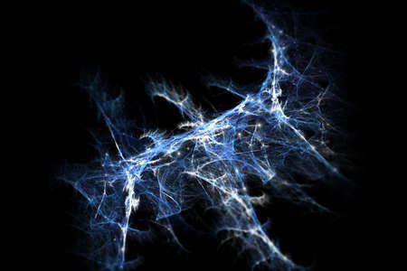 Abstract fractal wallpaper of a computer generated image. Looking like a universe nebula full of stars. With a depth of field edit.の写真素材