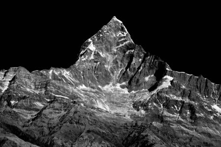 Mount fishtail from pokhara in Monochromeの写真素材