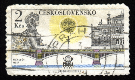 Vintage antique postage stamp from Czechoslovakiaの写真素材