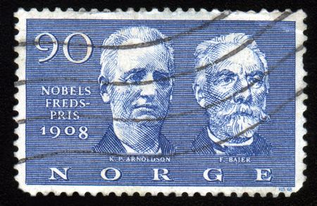 Vintage antique postage stamp from Norwayのeditorial素材