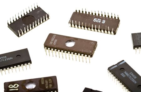 Integrated circuits isolated on white background