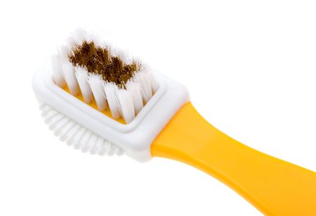 Close-up brush for suede shoes isolated on white backgroundの写真素材