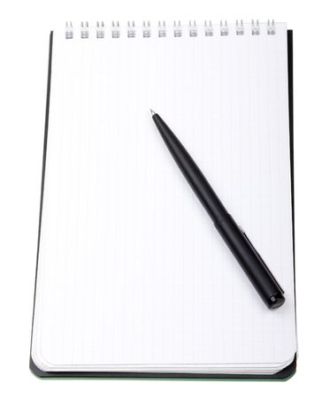 Close-up notebook and pencil isolated on white backgroundの写真素材
