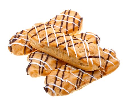 Eclairs dessert isolated on white background