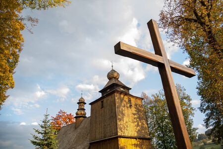 Wooden church in Pacztowice Polandの写真素材