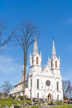 Neogothical church in Boleslaw (Poland)の写真素材