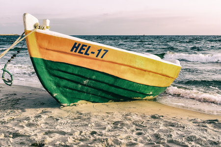 Wooden boat on the beach in Hel (Poland)のeditorial素材