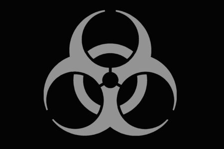 Gray biohazard sign on the black backgroundの写真素材