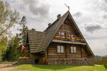Mountain shelter of PTTK on Maciejowa near Rabka Zdroj (Poland)のeditorial素材