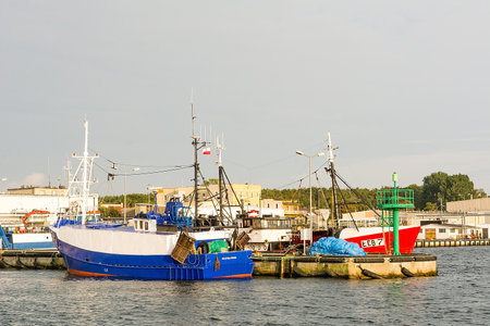 Hel, Poland - 9th september, 2019 - Ships in the seaport in Hel (Poland)のeditorial素材