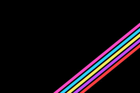 80s colored stripes on the black backgroundの写真素材
