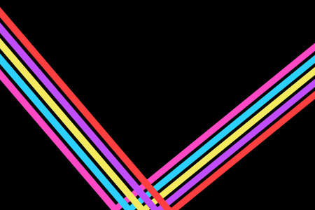 80s colored stripes on the black backgroundの写真素材