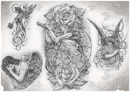 tattoo flash made by me, no copyrightの写真素材