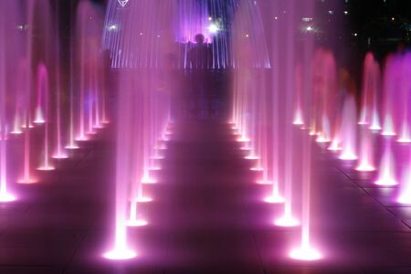 Colorful Fountain At Nightの写真素材