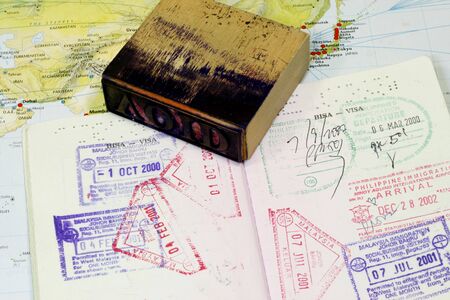 Visa Stamp on asian Passport の写真素材