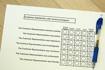 Customer satisfaction with technical support survey concept の写真素材