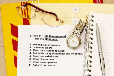 Eight tips for time management for managers -  concept for company human resources.の写真素材