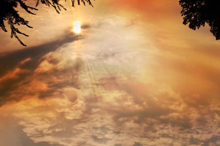 Cross appeared at sun - with beams and rays effect.の写真素材