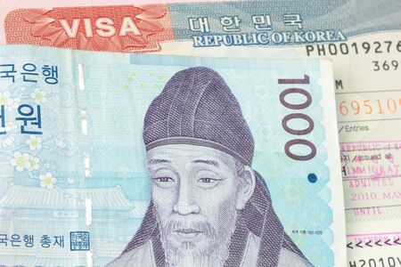 All about korea - korean won and korean visaの写真素材